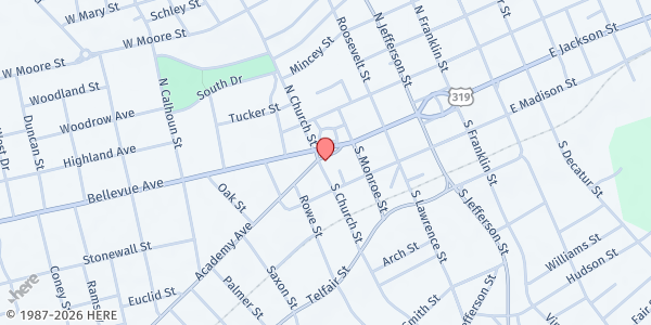 Map showing Christ Episcopal Church at 318 Academy Ave., Dublin, GA