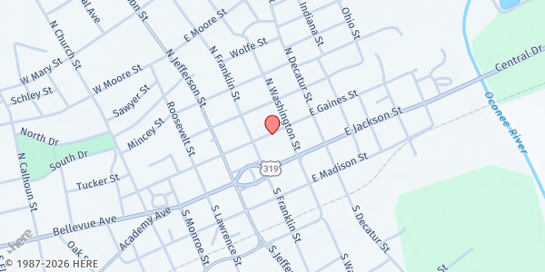 Map showing The Hope Pantry at 210 E. Gaines St., Dublin, GA
