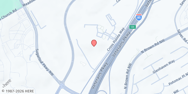 Map showing Cross Pointe the Church at Gwinnett Center at 1800 Satellite Blvd, Duluth, GA