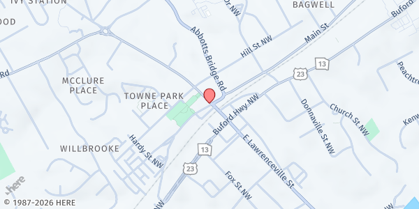 Map showing Hands of Christ - Duluth Co-Op at 3649 Rogers Bridge Rd., Duluth, GA