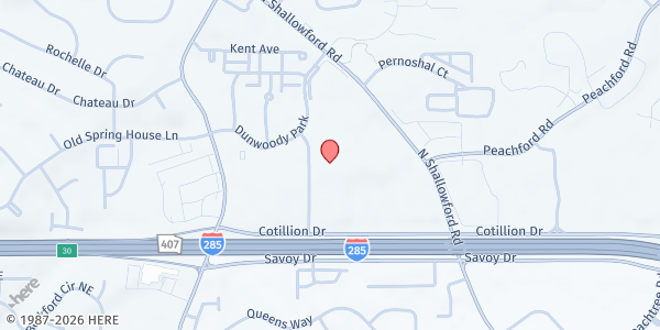 Map showing Dunwoody Branch at 5 Dunwoody Park South, Dunwoody, GA