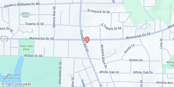 Map showing St Philip AME Church at 240 Candler Road Southeast, East Lake, GA