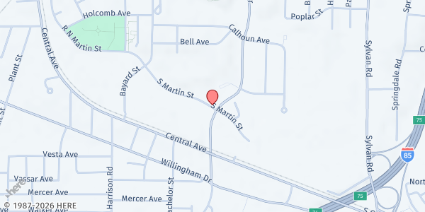 Map showing Butler St CME Church at 3120 S Martin St, East Point, GA