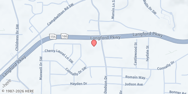 Map showing Headland Heights UMC at 2147 Dodson Dr., East Point, GA