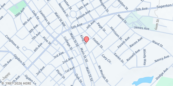 Map showing Christian Life Center at 307 King Street, Eastman, GA