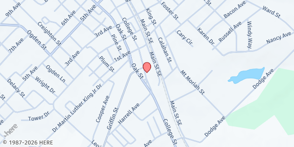 Map showing Service of God Food Pantry at 617 College Street, Eastman, GA