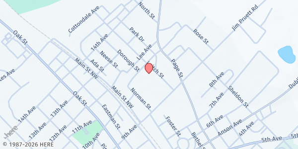 Map showing Sunset Family Worship Center at 5533 Leitch Street, Eastman, GA