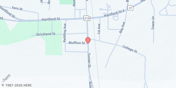 Map showing Covenant Word Ministries at 105 Turner St., Edison, GA