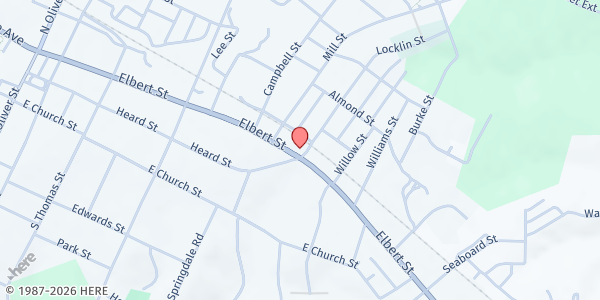 Map showing SafeHouse Ministries at 435 Elbert Street, Elberton, GA