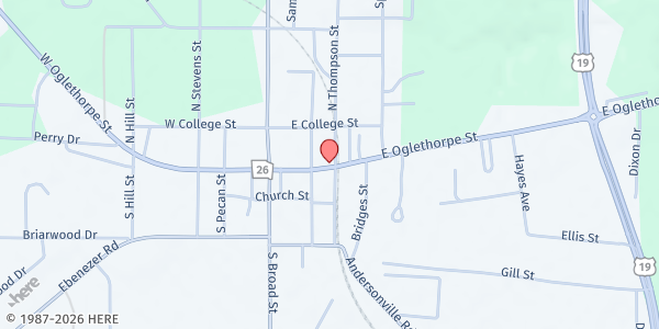 Map showing Church International Healing Ministry at 121 Oglethorpe St., Ellaville, GA