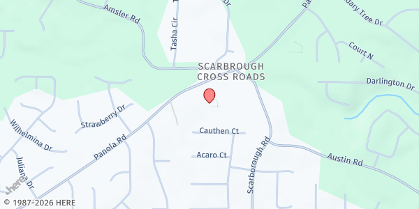 Map showing Ellenwood Oaks Community Church at 1234 Panola Road, Ellenwood, GA