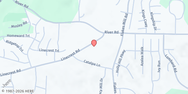 Map showing God's Life & Living Holiness Church of Jesus Christ at 3837 Linecrest Road, Ellenwood, GA