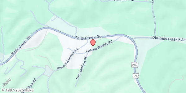 Map showing Pleasant Grove Baptist Church at 115 Pleasant Grove Rd., Ellijay, GA