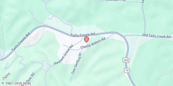 Map showing Pleasant Grove Baptist Church at 115 Pleasant Grove Rd, Ellijay, GA