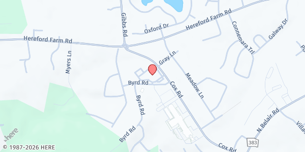 Map showing The Sanctuary of Augusta at 4584 Cox Rd., Evans, GA