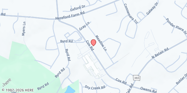 Map showing Three Nails Gospel Church at 4569 Cox Rd., Evans, GA