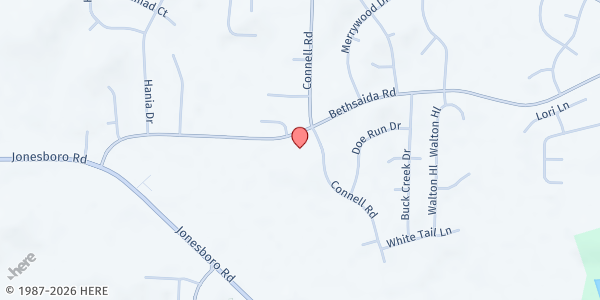 Map showing Cornerstone Fellowship Church at 3310 Bethsaida Road, Fairburn, GA
