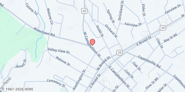 Map showing New Horizons in Faith Church at 81 West Campbellton Street, Fairburn, GA