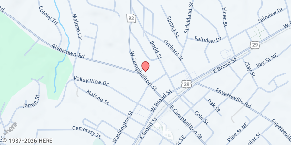 Map showing New Horizons in Faith Church at 81 West Campbellton Street, Fairburn, GA