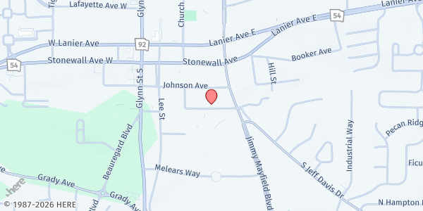 Map showing 11th Hour Worship - Call Compassion Ministries at 193 Johnson Ave., Fayetteville, GA