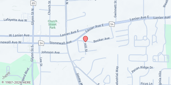 Map showing Flipper Chapel AME Church at 175 Booker Ave., Fayetteville, GA