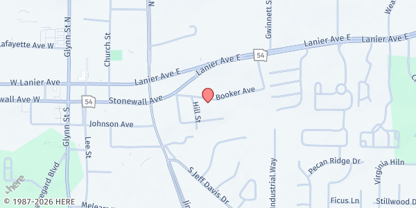 Map showing Flipper Chapel AME Church at 175 Booker Ave, Fayetteville, GA