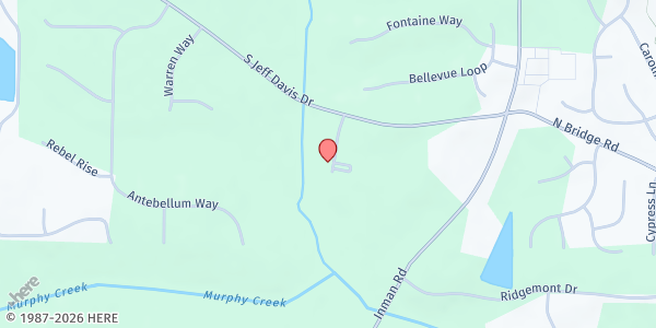 Map showing New Beginnings Praise and Worship Center at 1091 S Jeff Davis Dr, Fayetteville, GA