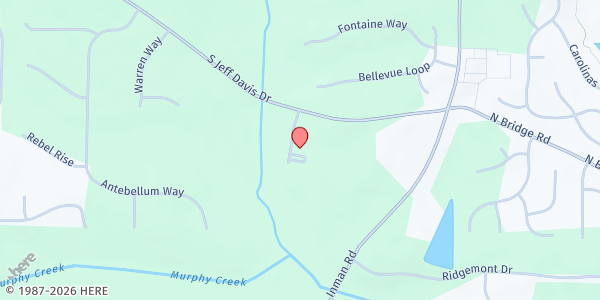 Map showing New Beginnings Praise & Worship Center at 1091 S. Jeff Davis Dr., Fayetteville, GA