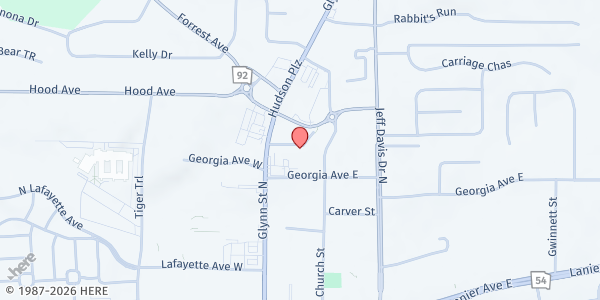 Map showing Owen Ministries at 405 Fayette Pl., Fayetteville, GA