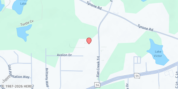 Map showing Real Life Center Mobile Pantry - Grace Church at 164 Flat Creek Trail, Fayetteville, GA