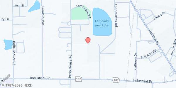 Map showing Ben Hill County Senior Citizens Center at 253 Appomattox Rd., Fitzgerald, GA