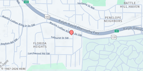 Map showing National AIDS Education and Services for Minorities/NAESM - Florida Heights at 2140 Martin Luther King Junior Drive Southwest, Florida Heights, GA