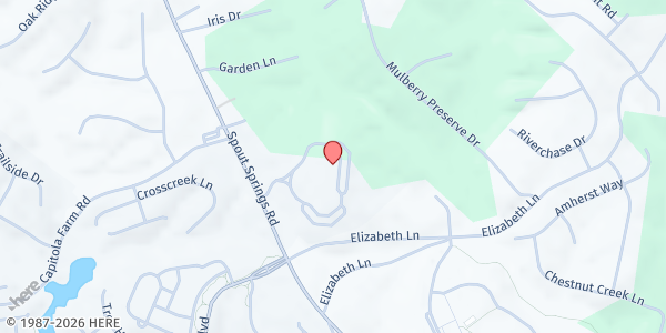 Map showing Prince of Peace Catholic Church at 6439 Spout Springs Rd, Flowery Branch, GA