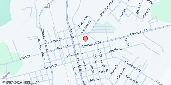 Map showing Charlton County Senior Center at 1516 3rd St. B, Folkston, GA