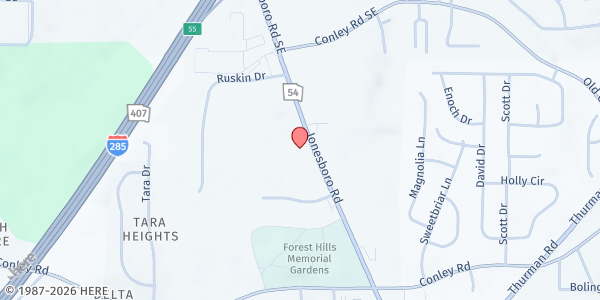 Map showing 5678dancenow Inc at 4035 Jonesboro Road, Forest Park, GA