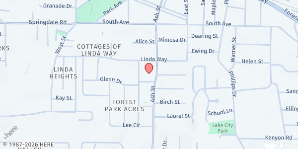 Map showing Central Spanish SDA at 5241 Ash Street, Forest Park, GA