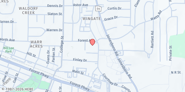 Map showing Hunger No More Outreach Food Pantry at 4815 Courtney Drive, Forest Park, GA