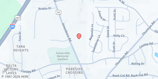 Map showing Living Life Worship Center at 4150 Jonesboro Rd., Forest Park, GA