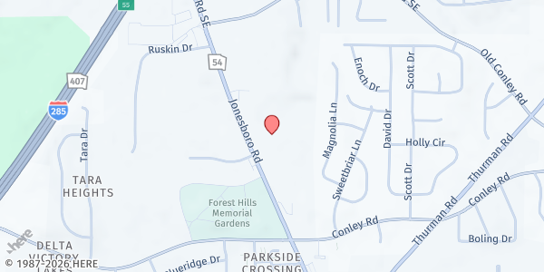 Map showing Sandu Ministries at 4150 Jonesboro Rd., Forest Park, GA
