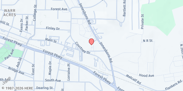 Map showing South Atlanta Asian Community Center/ Omega Senior Center at 4917 Jonesboro Road, Forest Park, GA