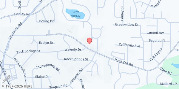 Map showing Total Victory Worship at 1320 Rockcut Rd, Forest Park, GA