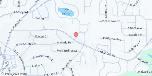 Map showing Total Victory Worship Center ATL at 1320 Rock Cut Road, Forest Park, GA