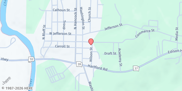 Map showing Clay County Family Connections at 155 Wilson Street, Fort Gaines, GA
