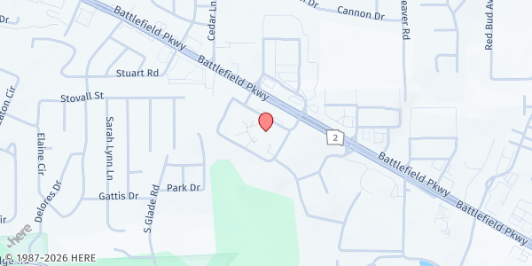 Map showing LFO at 1850 Battlefield Pkwy, Fort Ogelthorpe, GA