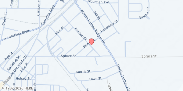 Map showing Central Union Baptist Church at 501 Preston St., Fort Valley, GA