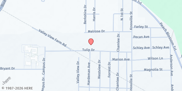 Map showing Greater Faith Babies Ministries COGBF at 1000 Tulip Dr., Fort Valley, GA