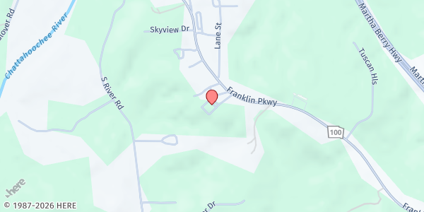 Map showing Heard County Food Pantry - Outpost Family Resource Center at 1191 Franklin Parkway, Franklin, GA