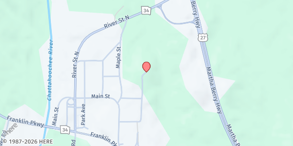 Map showing Heard County Senior Center at 202 Steve Lipford Dr., Franklin, GA