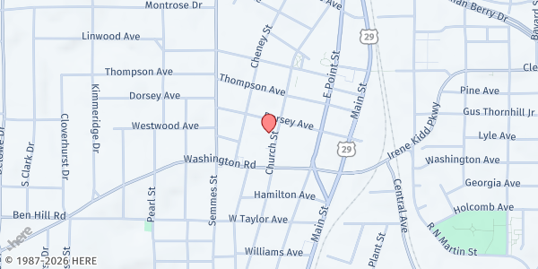 Map showing H.J.C. Bowden Senior Multipurpose Facility at 2885 Church Street, Frog Hollow, GA