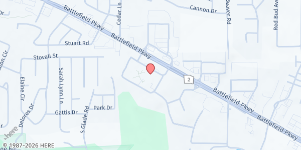 Map showing CAFB MP Catoosa Co @ LFO High School at LFO High School, 1850 Battlefield Pkwy, Ft Oglethorpe, GA